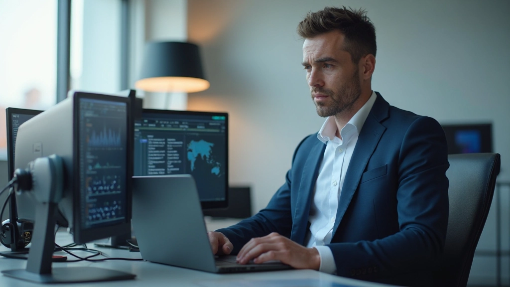 Профессиональный анализ данных на рабочем столе с графиками и диаграммами