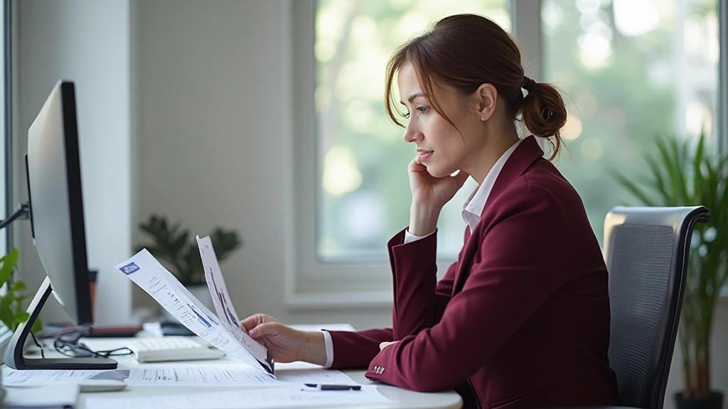 Специалист по данным изучает статистические отчёты в офисной среде